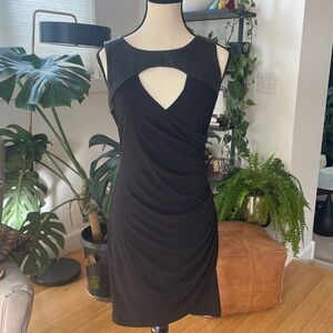 GUESS Black dress with faux leather top and size zip sz M